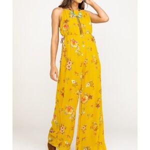NWT Free People Georgia Jumpsuit in Mustard